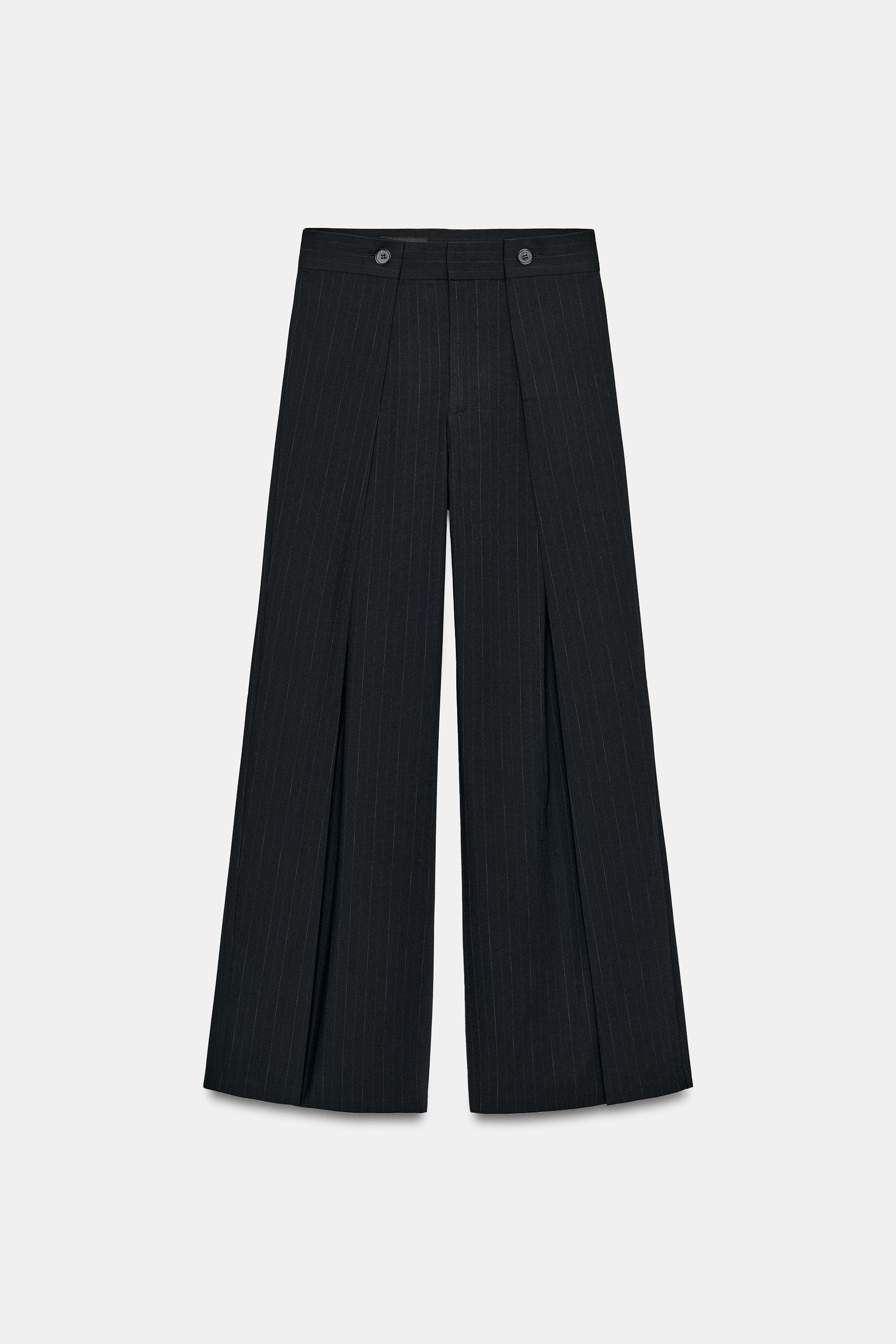 PINSTRIPE PLEATED PANTS